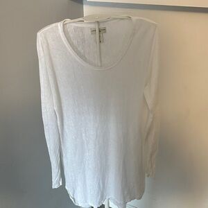 Adrienne Vittadini Classic 100% linen White Long Sleeve Top